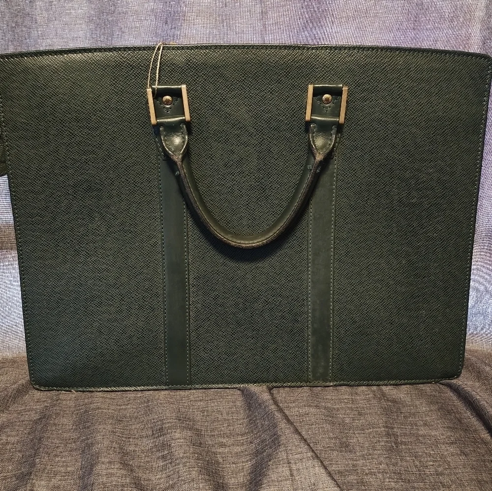 Louis Vuitton Green Taiga Leather Briefcase